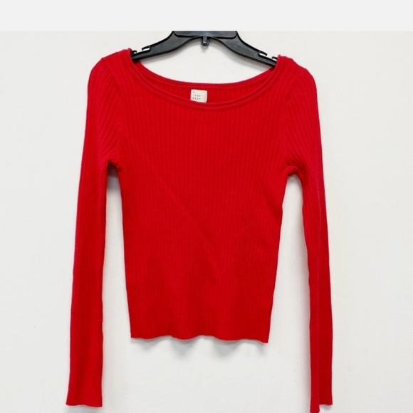 a new day Sweaters - Red Long Sleeve Ribbed Top A New Day New Tag Attached Womens Fitted Xs
